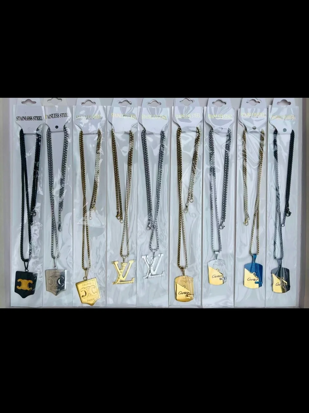 Othr Mixed Gold and Silver Stainless Steel Dog Tag Necklace Collection